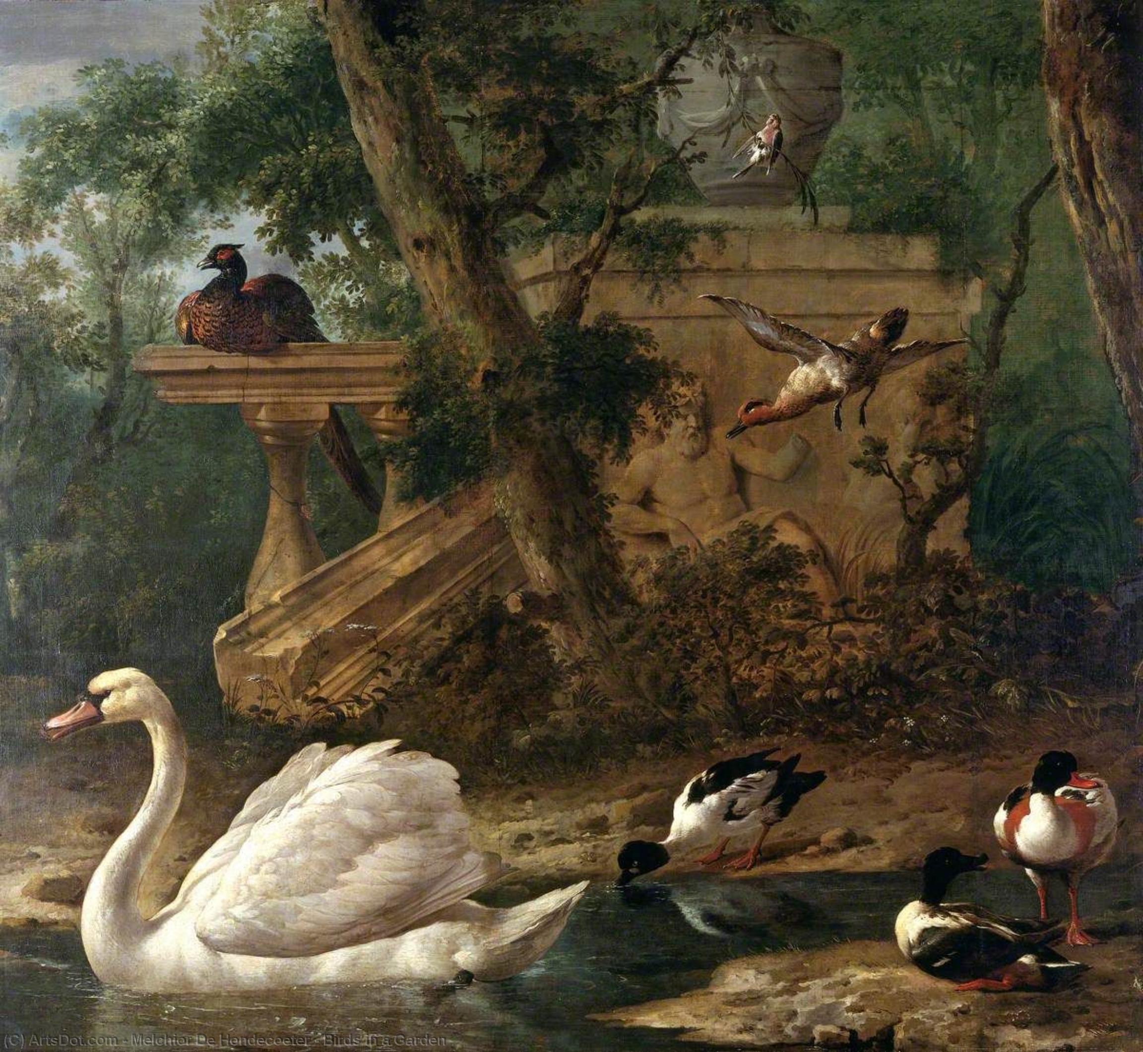 Birds In A Garden — Melchior De Hondecoetter