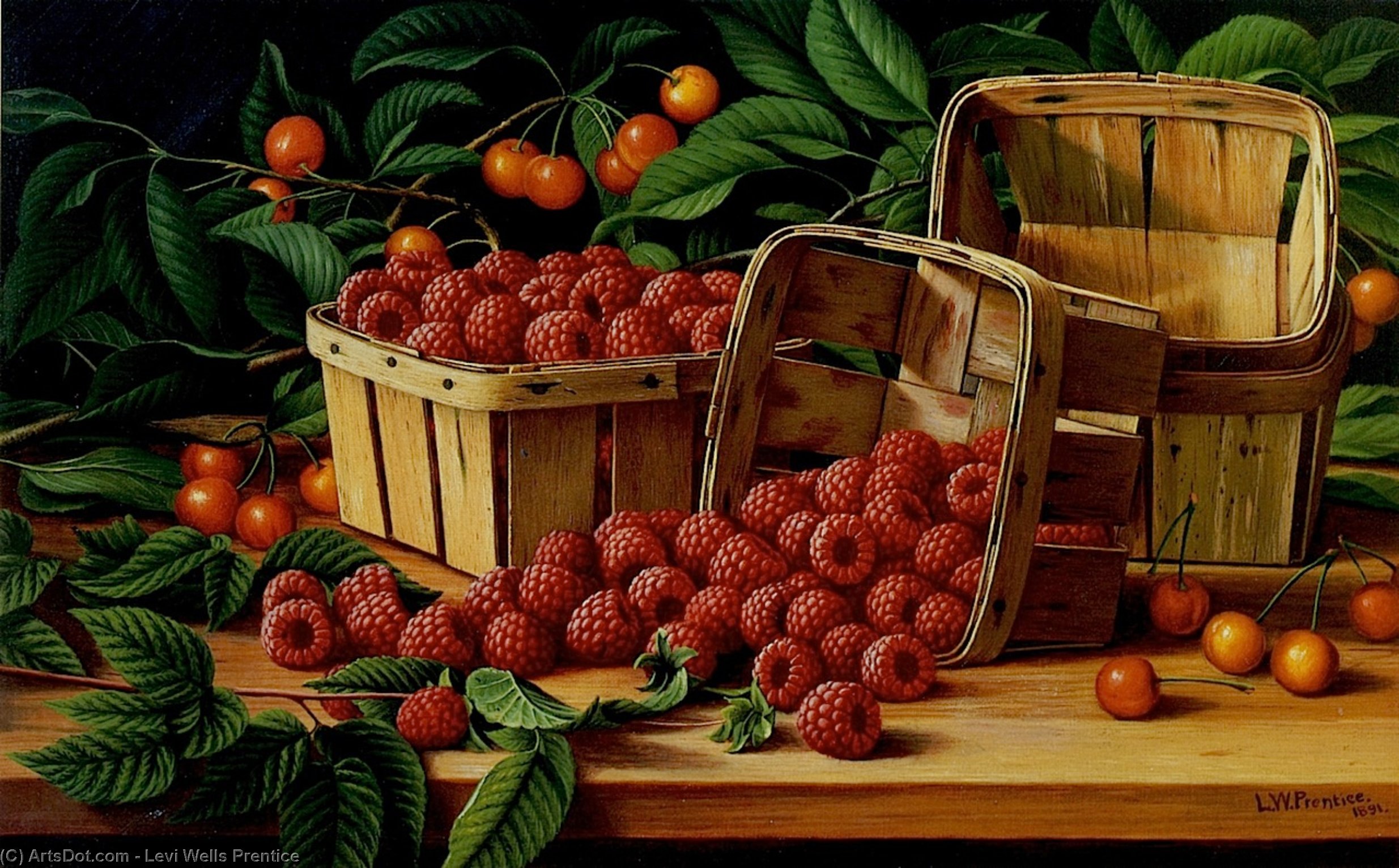 Cherries And Raspberries In A Basket — Леви Уэллс Прентис