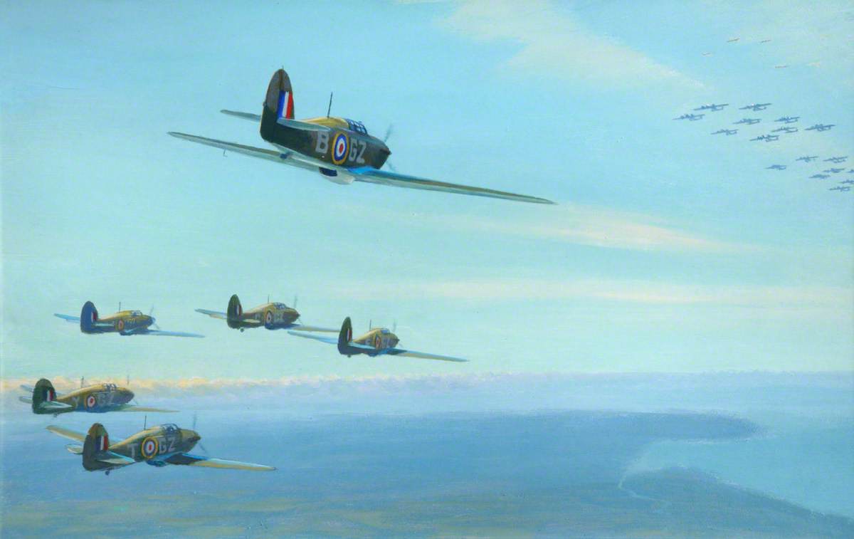 Hurricanes Of 32 Squadron Attacking Dorniers Over The East Coast, 1940 — Roy Anthony Nockolds