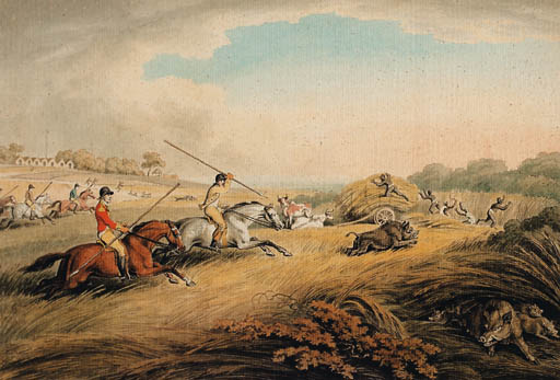 The Chase After The Hog; And The Hog At Bay — Samuel Howitt