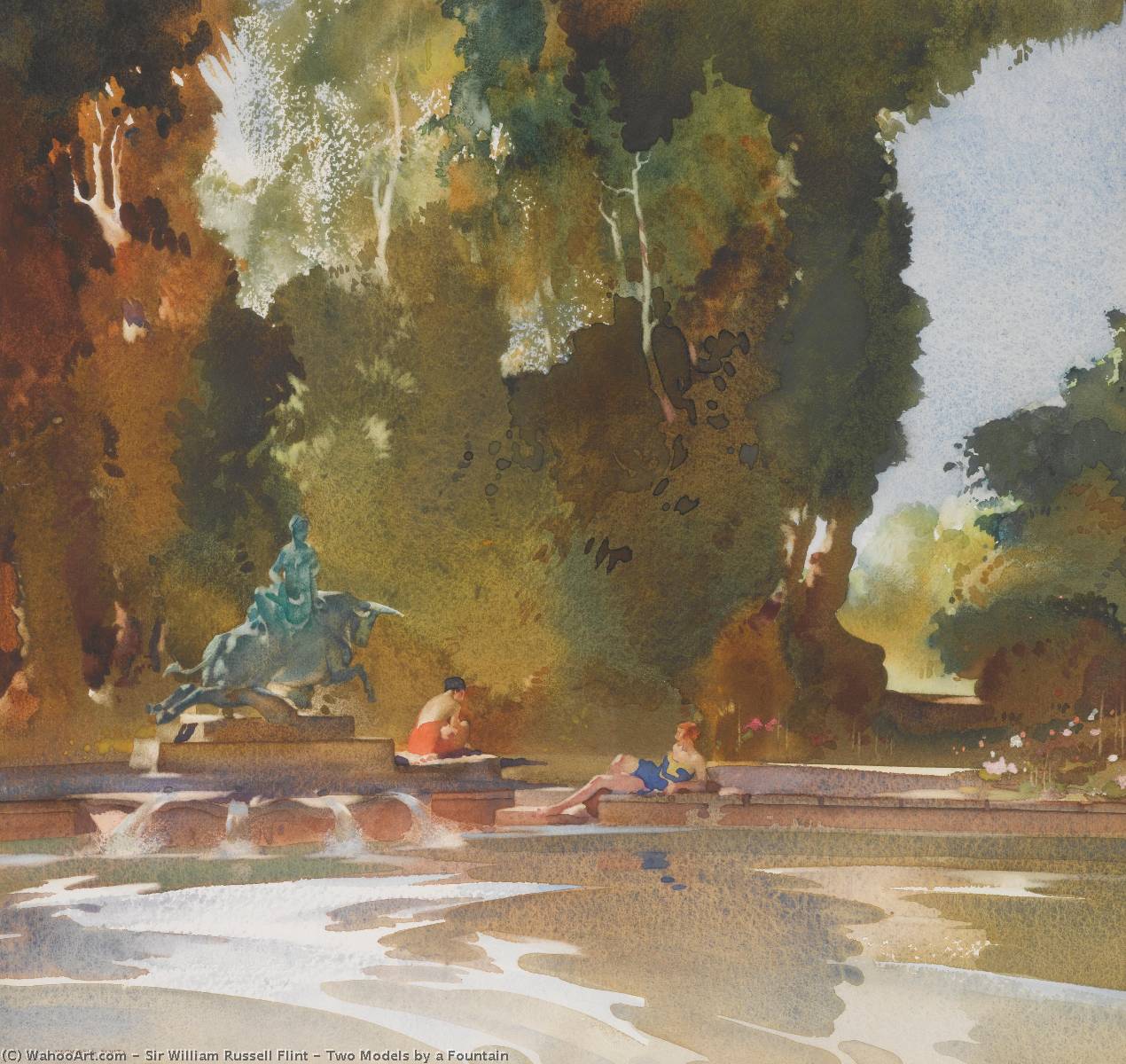 Two Models By A Fountain — Sir William Russell Flint