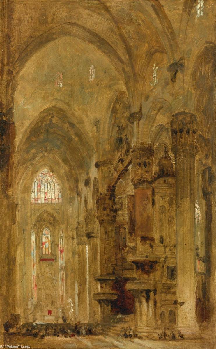 Sketch Of The Interior Of The Duomo, Milan — David Roberts (maler)