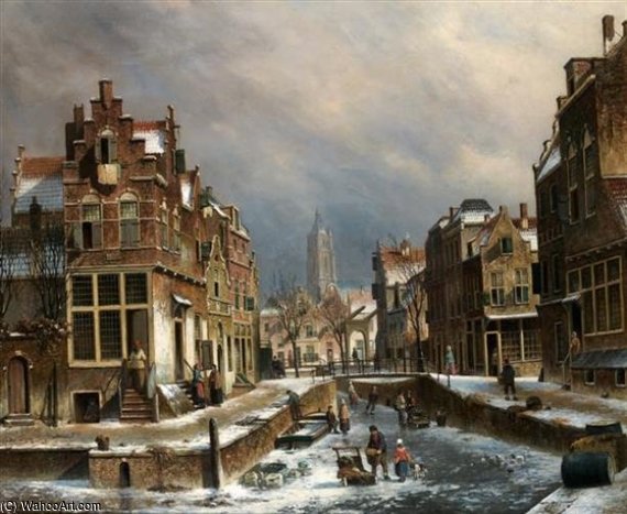 Vue D'amsterdam En Hiver — Oene Romkes De Jongh