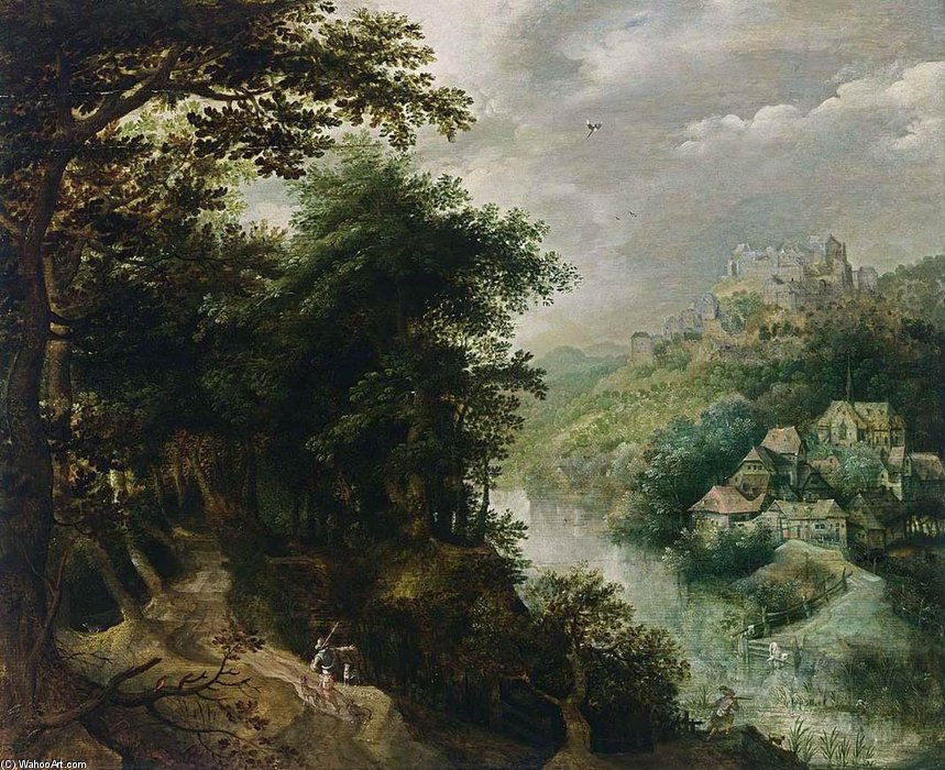 Wooded River Landscape — Anthonie Mirou