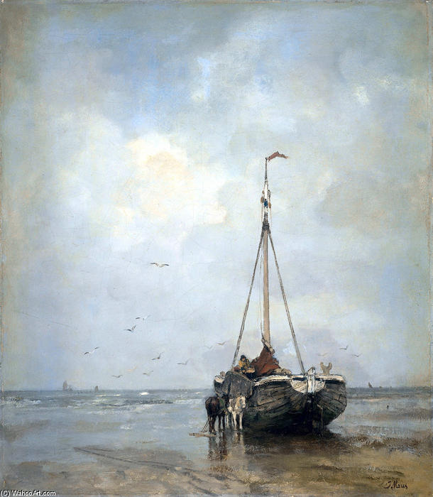 Fishersboat At The Beach Of Scheveningen — Jacob Henricus Maris