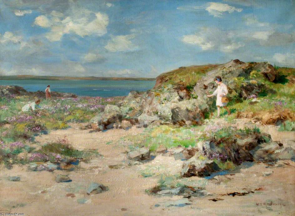 Girls Picking Coastal Flowers — William Stewart Macgeorge