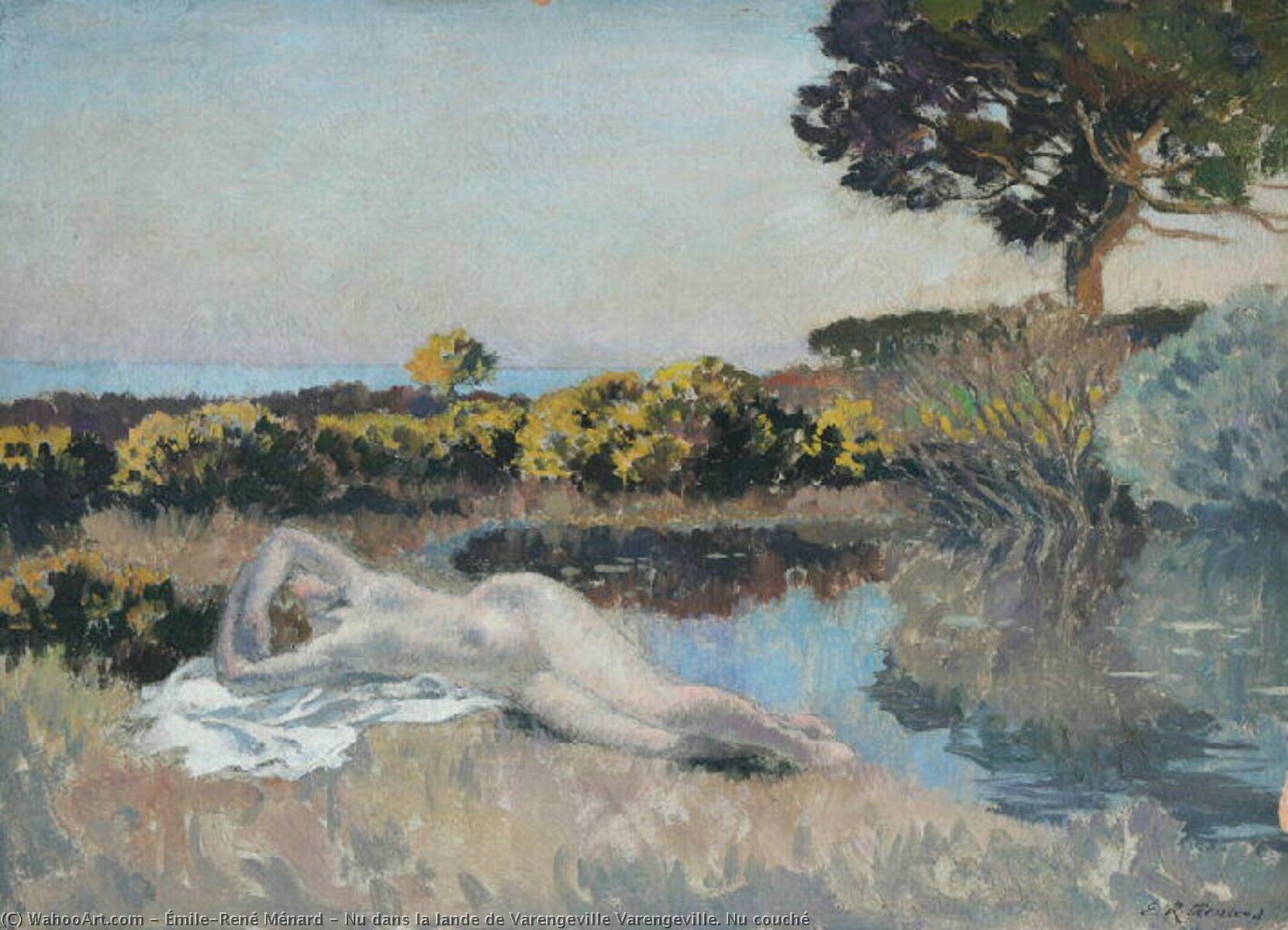 Nu Dans La Lande De Varengeville Varengeville. Nu Couché — Émile-rené Ménard