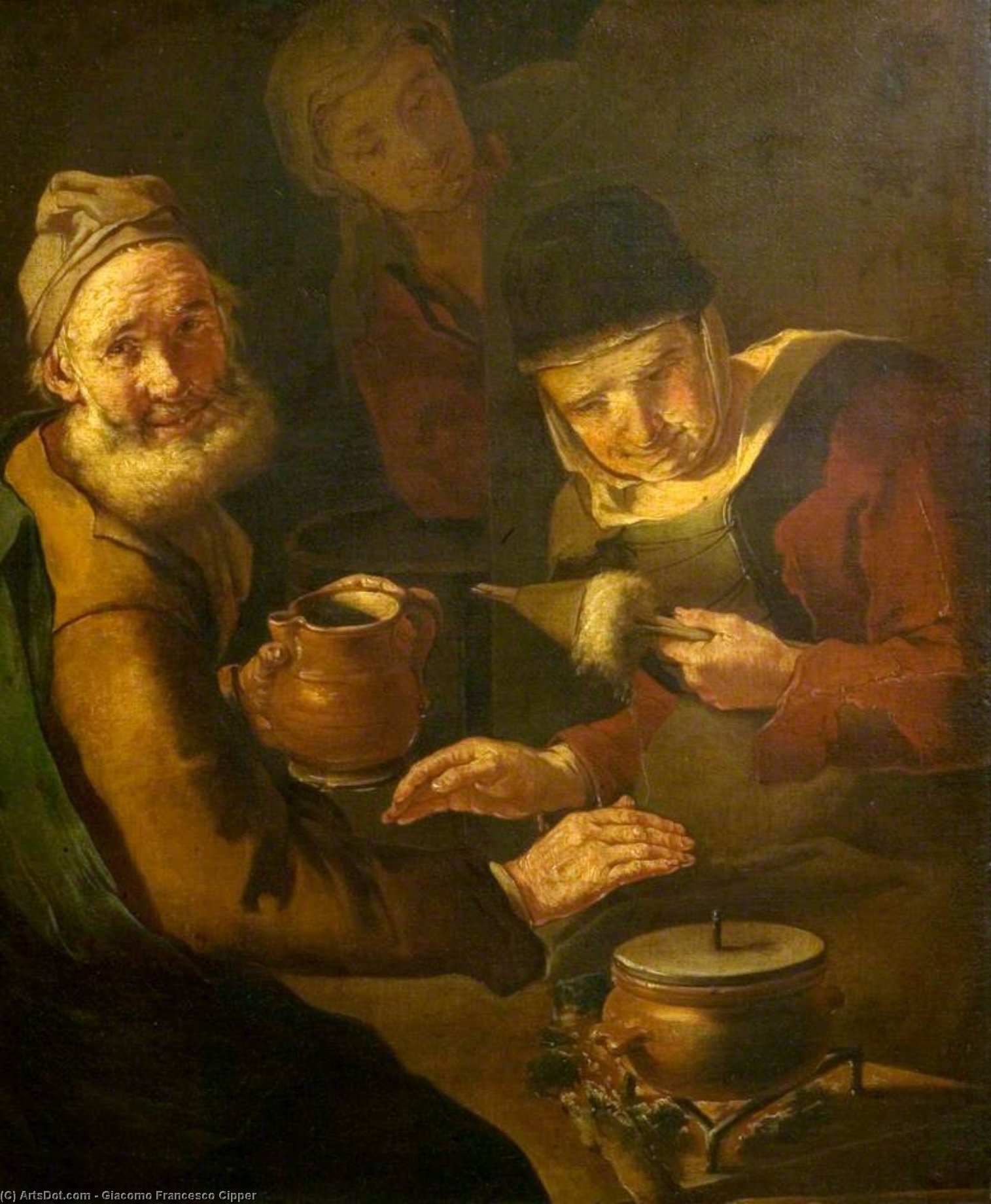 Peasants Warming Themselves — Giacomo Francesco Cipper