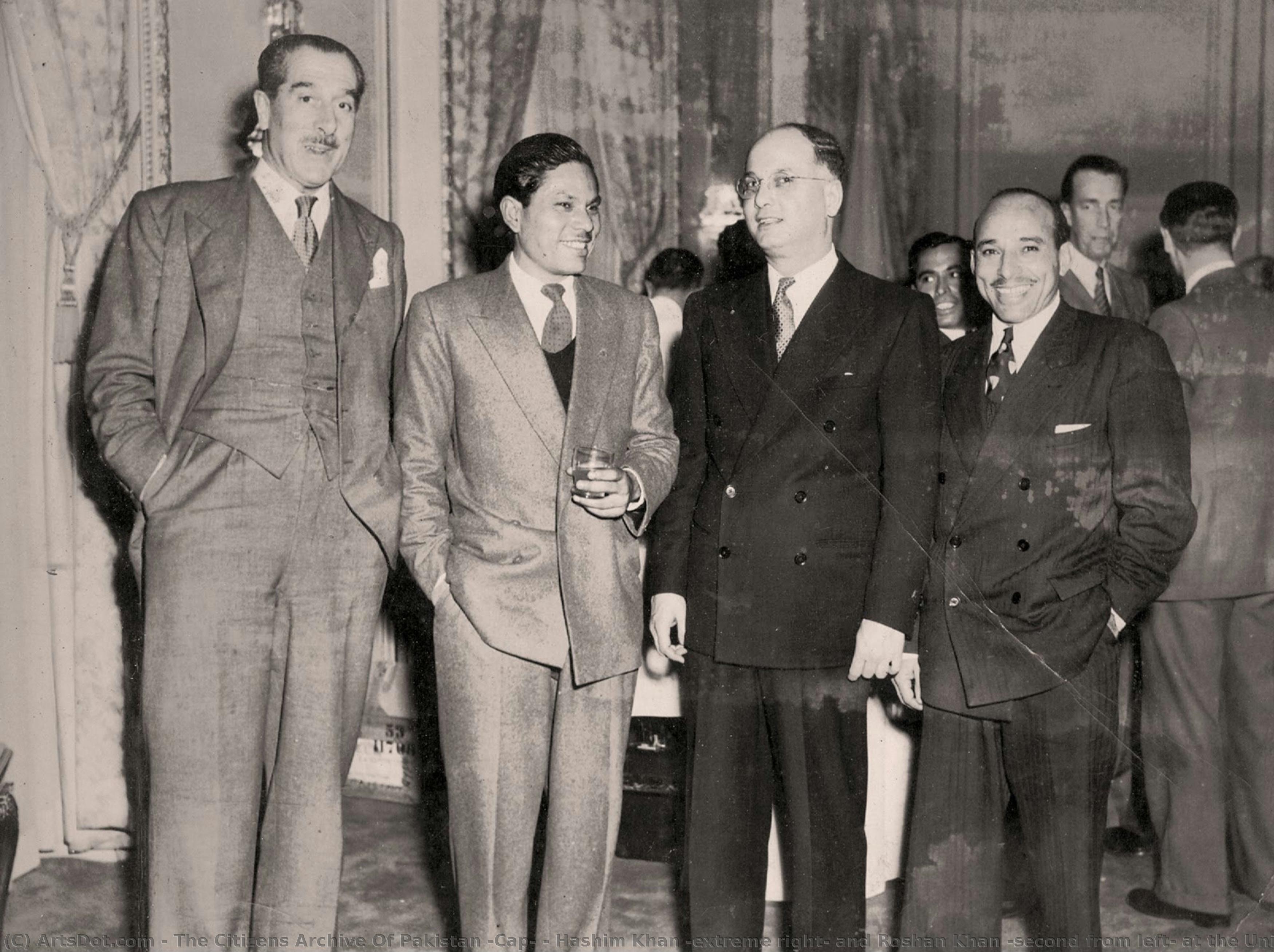 Hashim Khan (extreme Right) And Roshan Khan (second From Left) At The United States Embassy In Washington. 1950. — The Citizens Archive Of Pakistan (cap)