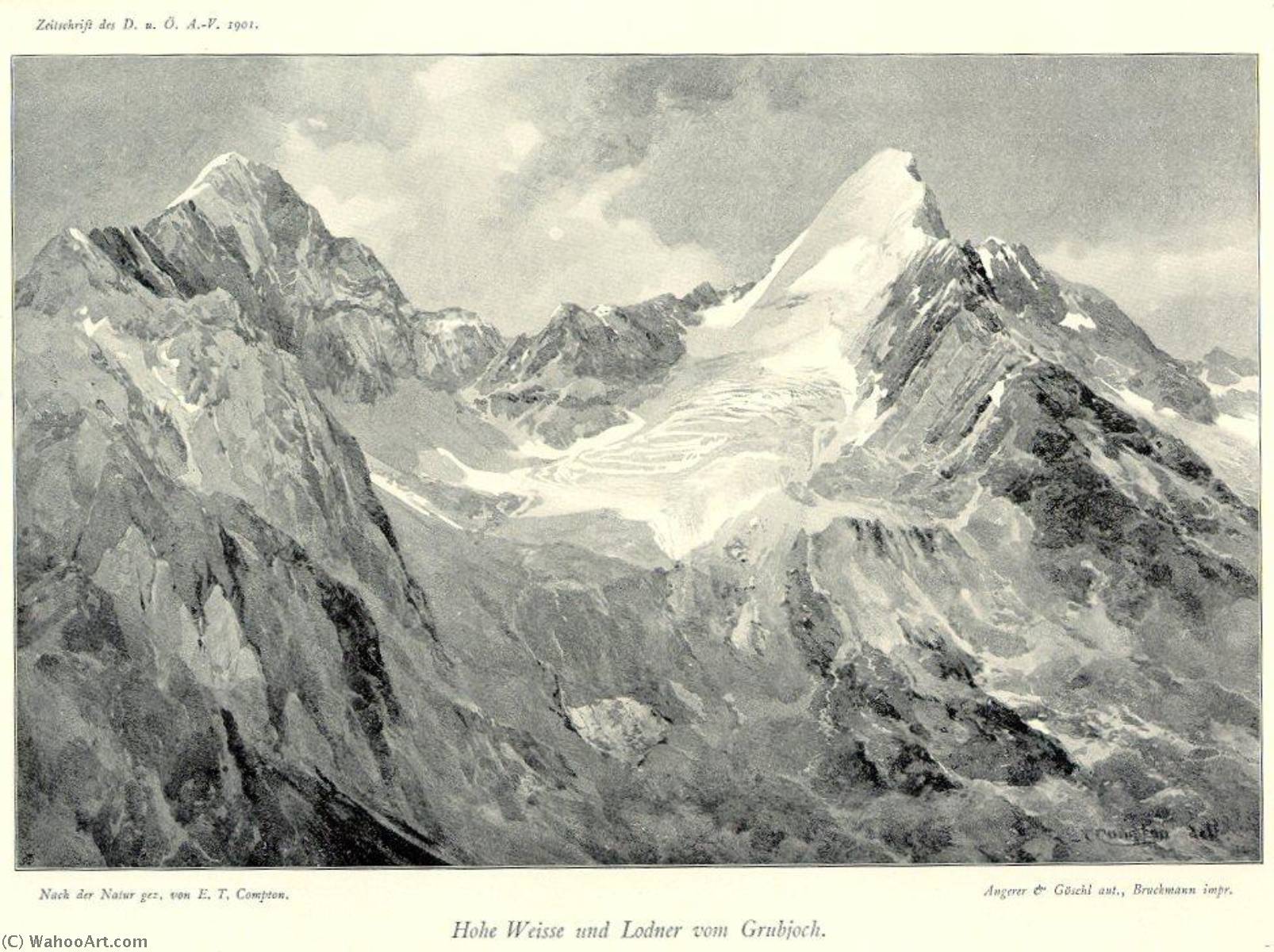 Deutsch Hohe Weiße Und Lodner Vom Grubjoch — Edward Theodore Compton