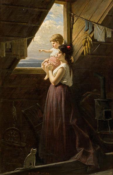 Mother And Child By The Window — Anton Ebert
