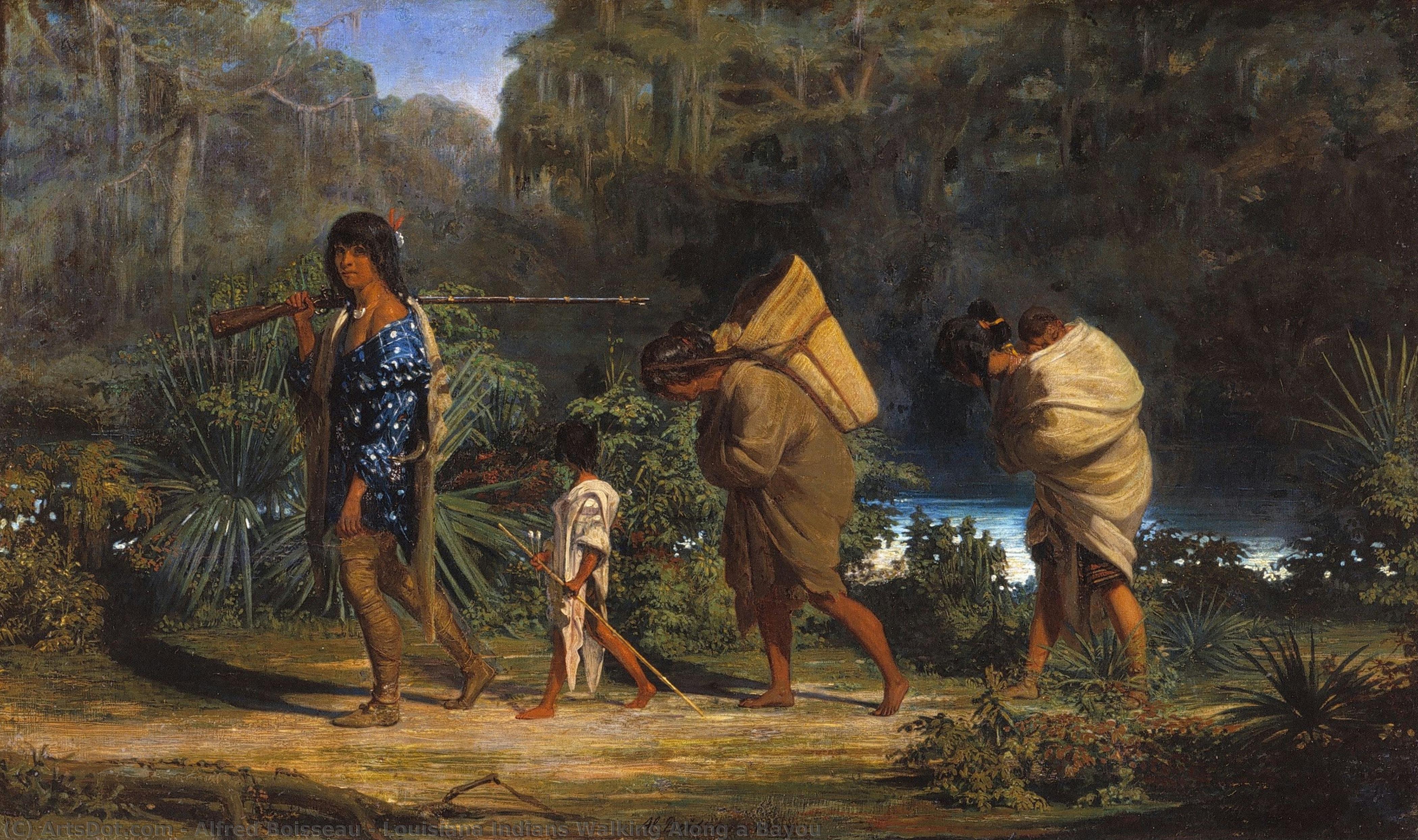 Louisiana Indians Walking Along A Bayou — Alfred Boisseau
