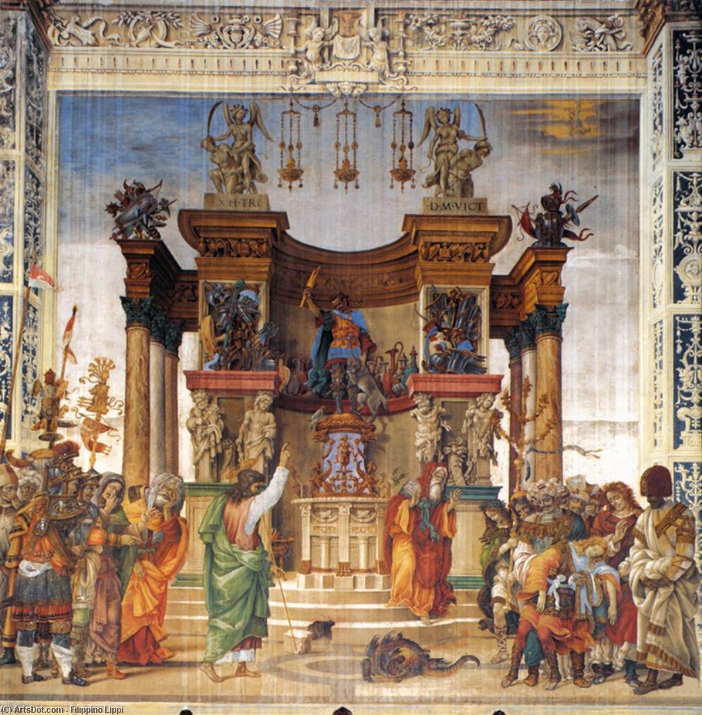 St Philip Driving The Dragon From The Temple Of Hieropolis — Filippino Lippi