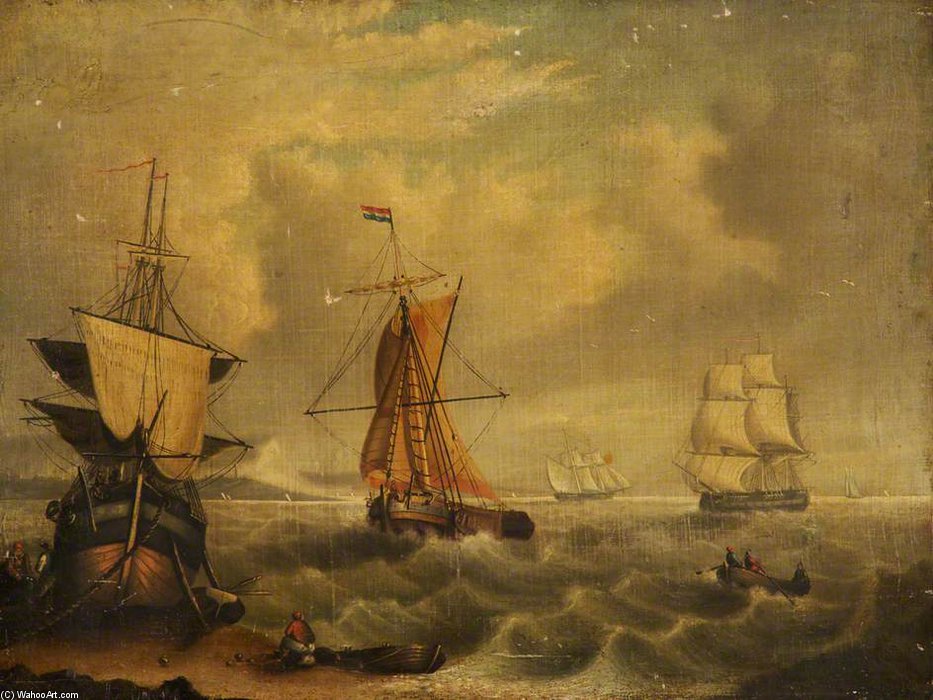 English And French Fishing Boats Off Yarmouth — Džordž Morland