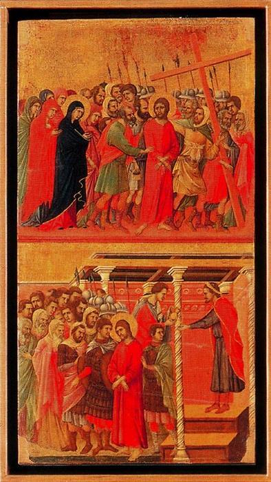 La Maestá. La Subida Al Calvario Y Pilatos Se Lava Las Manos — Duccio Di Buoninsegna