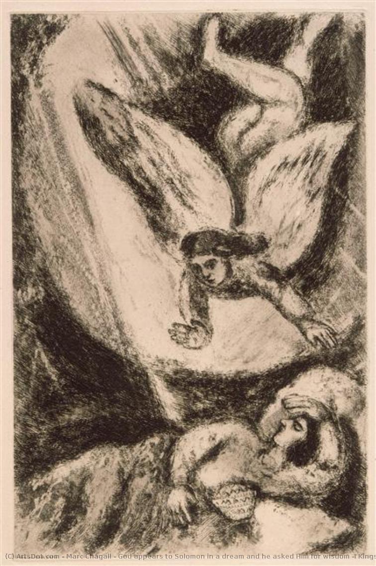 El Ángel Aparece A Salomón En Un Sueño Y Él Le Pide Sabiduría (1 Reyes, Iii, 5-9) — Marc Chagall