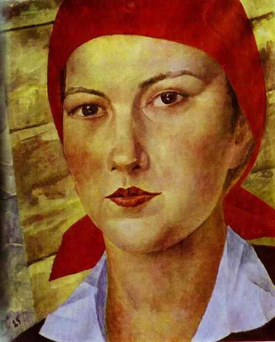 Girl With A Red Bandana — Kuzma Petrov-vodkin