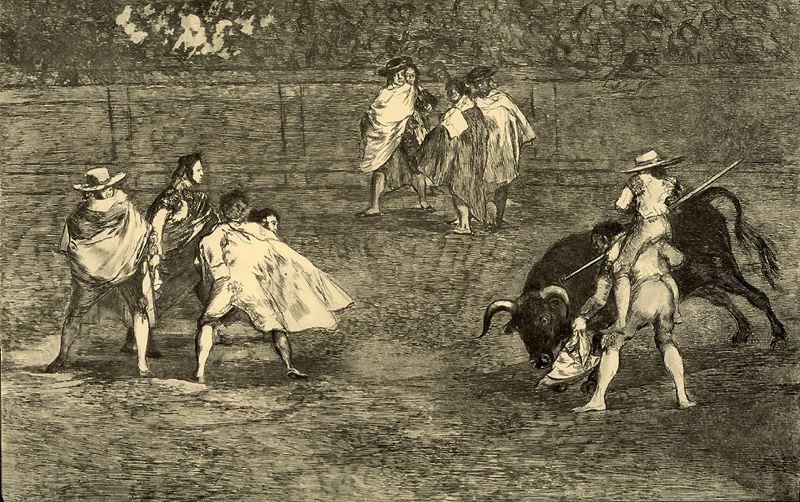 Un Varilarguero Montado A Hombros De Chulo Pica La Toro — Francisco José De Goya Y Lucientes