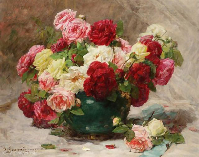 Still Life Of Roses In A Vase — Georges Jeannin