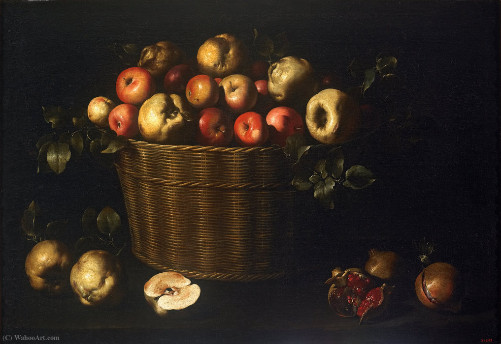 Basket With Apples, Quinces And Pomegranates — Juan De Zurbarán
