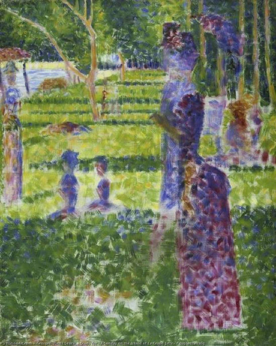 Studie Für 'ein Sonntag Auf Der Île De La Grande Jatte' - Paare Spazieren — Georges Pierre Seurat