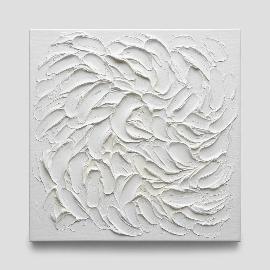 Ethereal Swirl Of Ivory Relief: A Monumental Study In Sculptural White Impasto — David Moreau