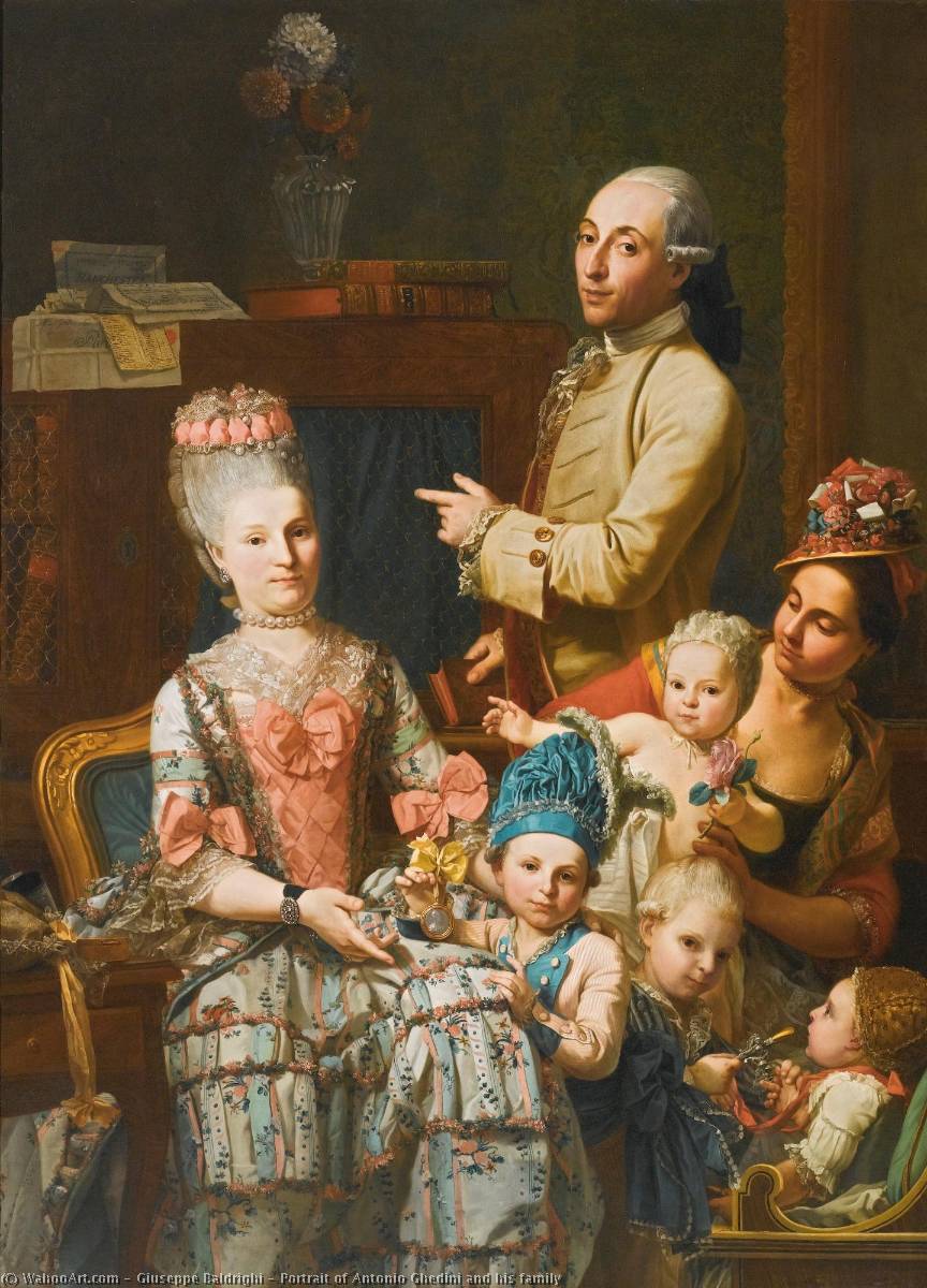 Portrait Of Antonio Ghedini And His Family — Giuseppe Baldrighi