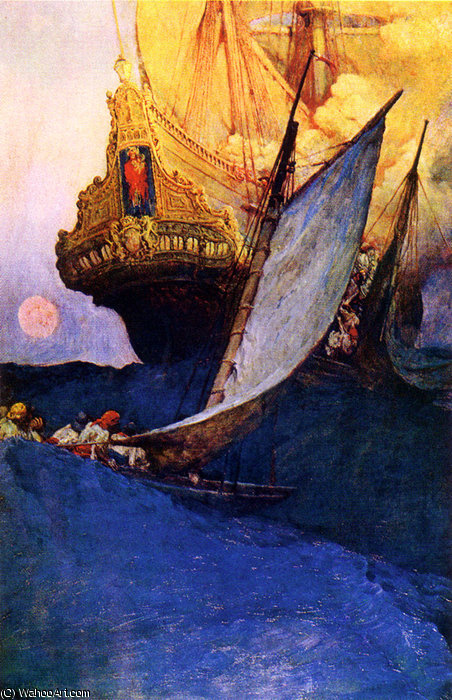 Attack On A Galleon — Художник Пайл