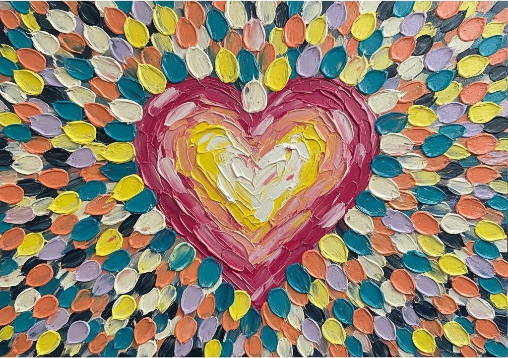 Strahlendes Herz Der Ewigen Blüte In Einer Symphonie Aus Impasto-farbe — Christian Noiret