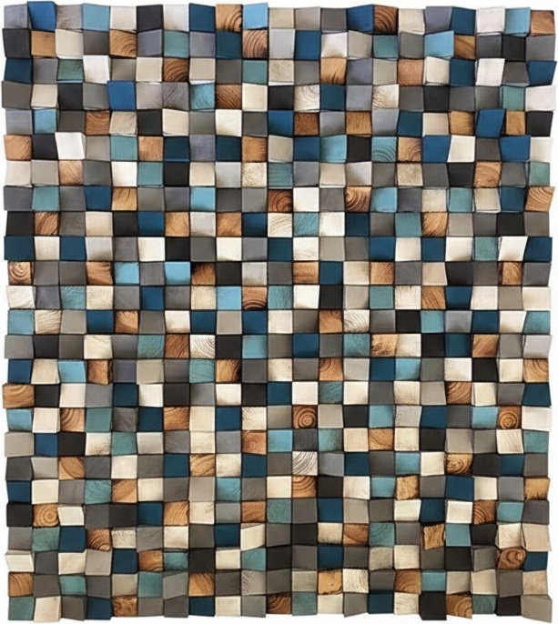 Handcrafted Wood Block Wall Sculpture – Abstract Coastal Texture