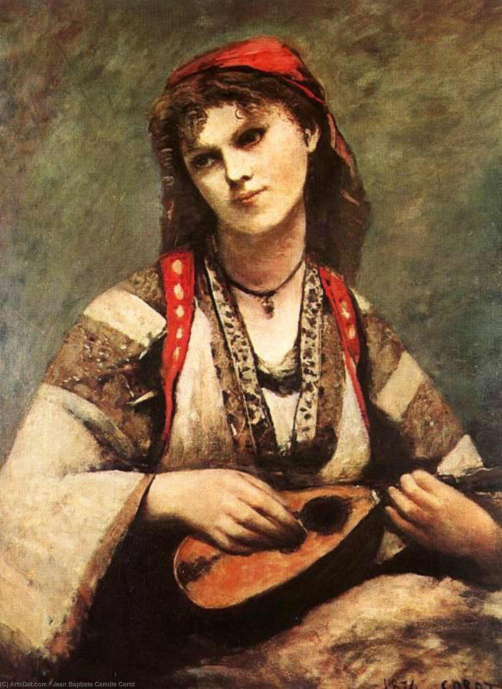 Gypsy With A Mandolin — Jean-baptiste-camille Corot