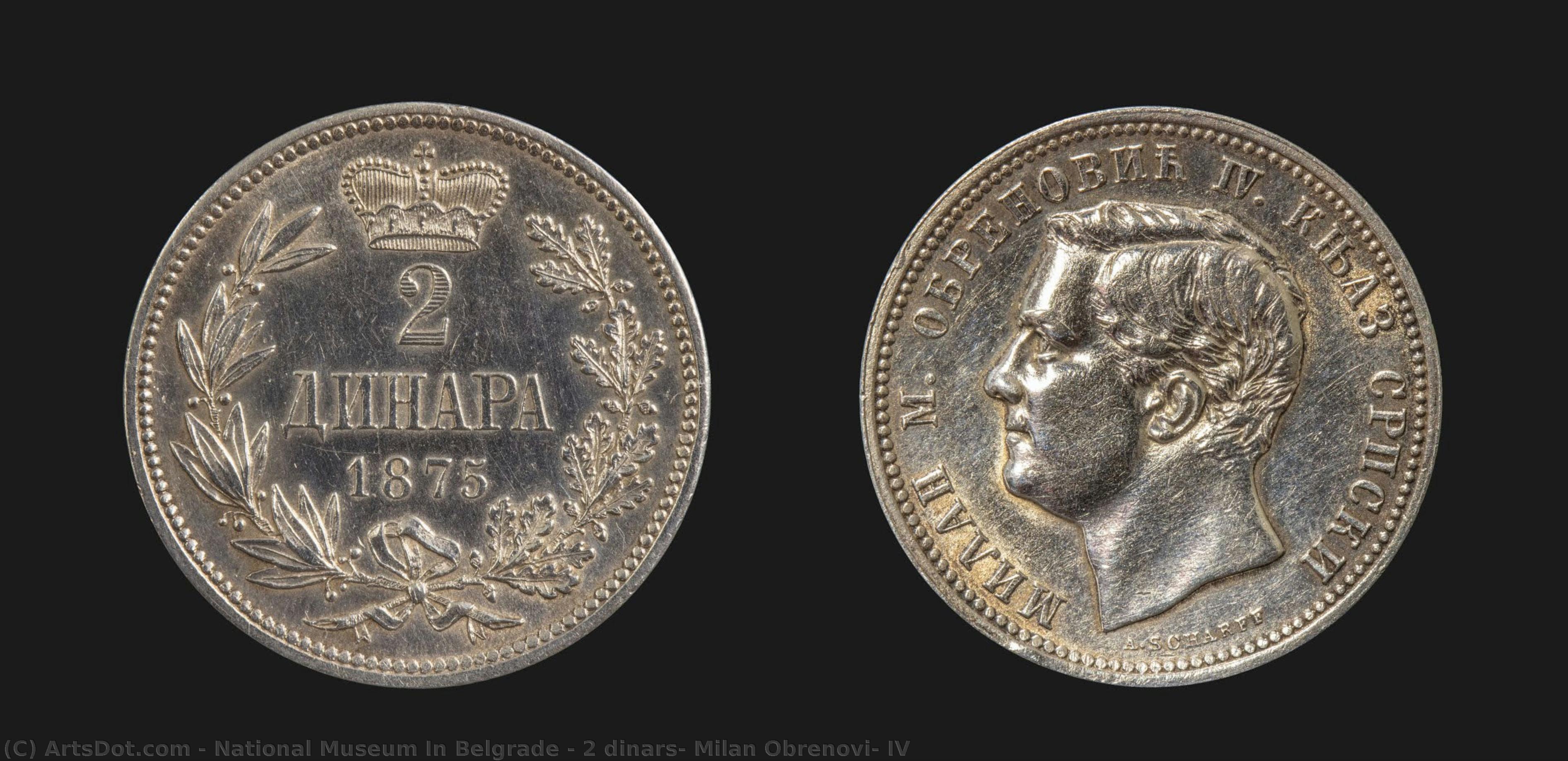 2 Dinars, Milan Obrenović Iv — National Museum In Belgrade