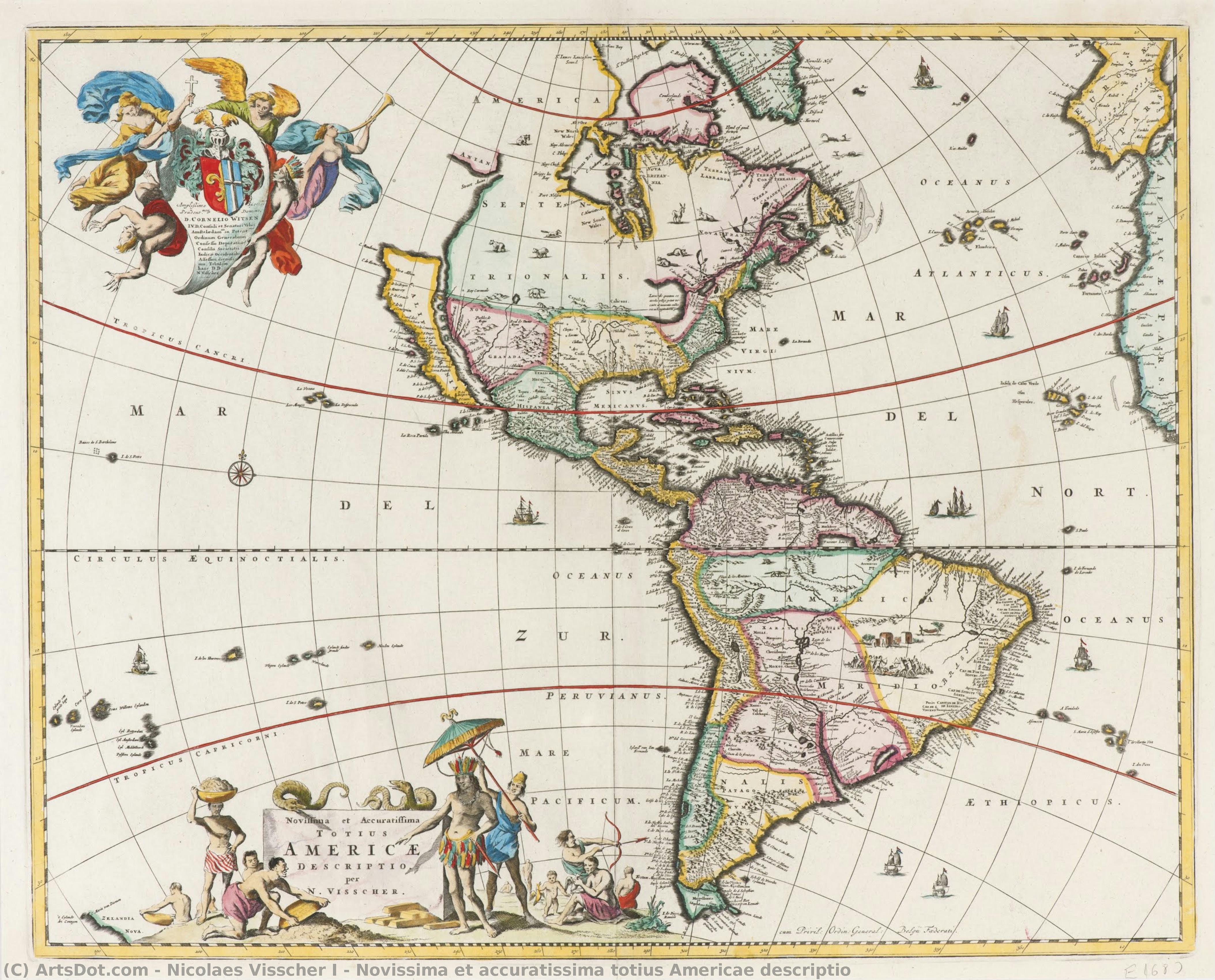 Novissima Et Accuratissima Totius Americae Descriptio — Nicolaes Visscher I