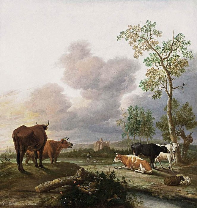 Landscape With Cows And Sheep — Anthonie Van Borssum