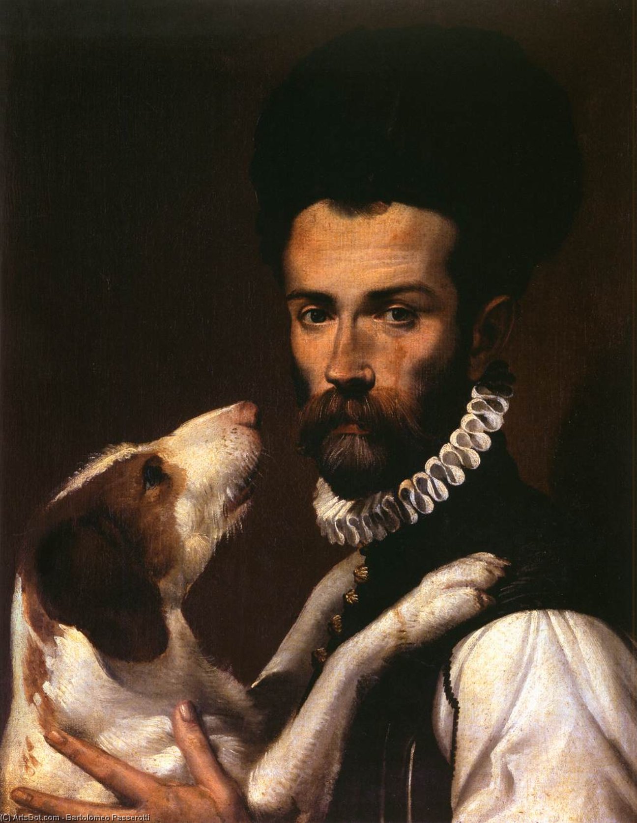 Portrait Of A Man With A Dog (detail) — Bartolomeo Passerotti