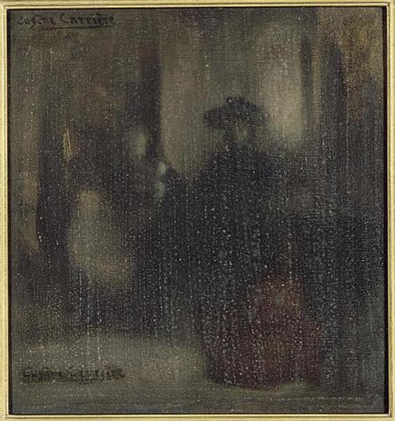 Plusieurs Figures Dont Une Femme En Jupe Rouge — Eugène Anatole Carrière