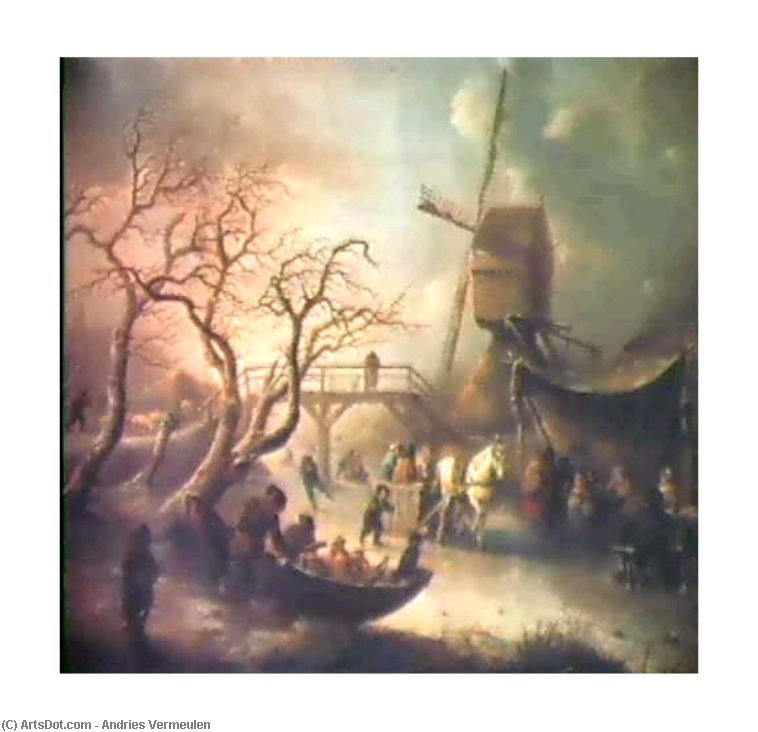 A Winter Landscape With Figures Skating — Andries Vermeulen