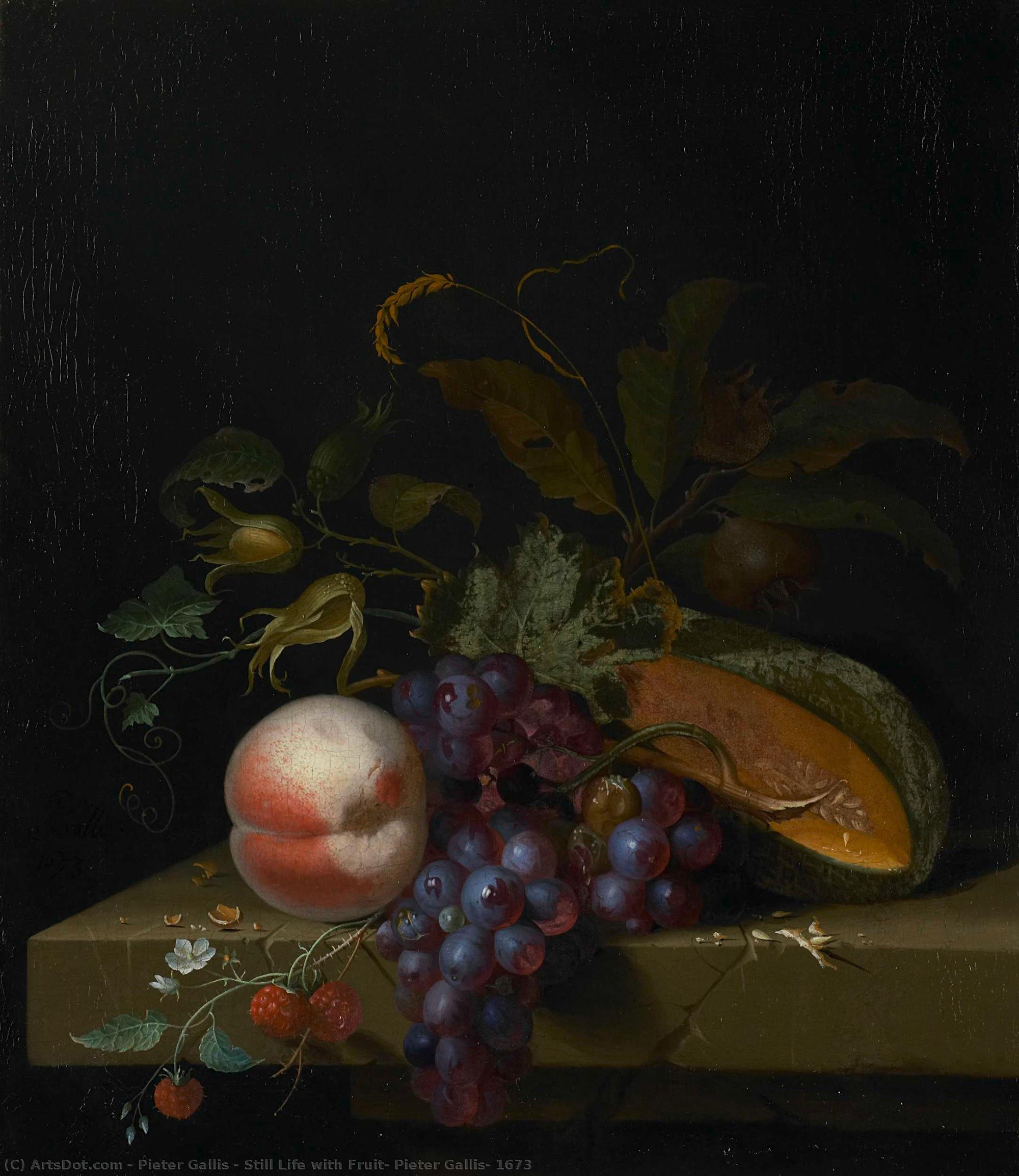 Still Life With Fruit, Pieter Gallis, 1673 — Pieter Gallis