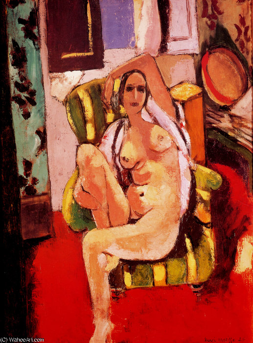 Nu Assis Au Tambourin, Aceite Sobre Tela, Nueva York, Colección Paley — Henri Matisse