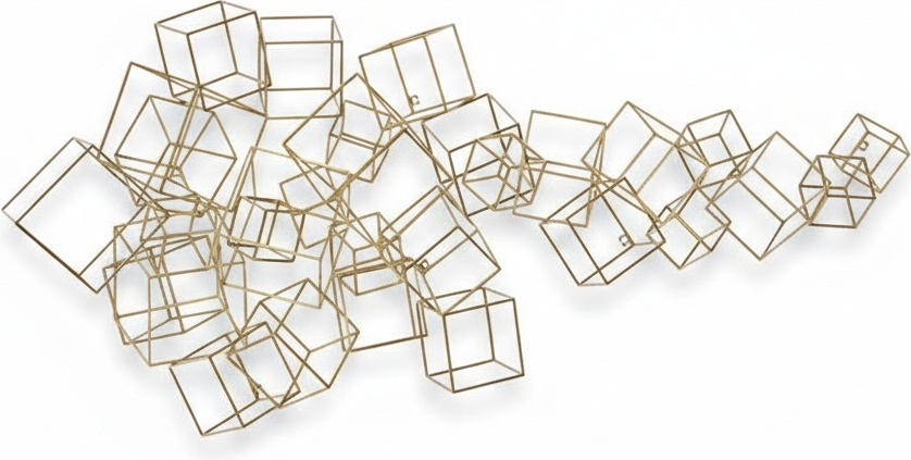 Elegant Geometric Sculpture - Stainless Steel Wall Art - Luxurious Gold Finish - Modern Decorative Accent Piece - Ideal For Living Rooms & Galleries (185cm X 85cm X 40cm)