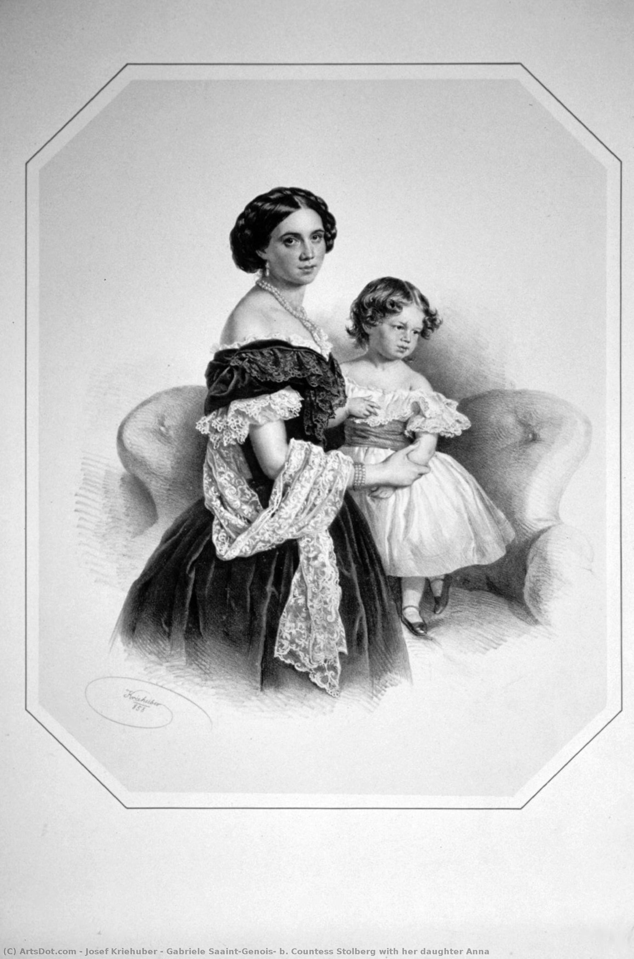 Gabriele Saaint-genois, B. Countess Stolberg With Her Daughter Anna — Josef Kriehuber