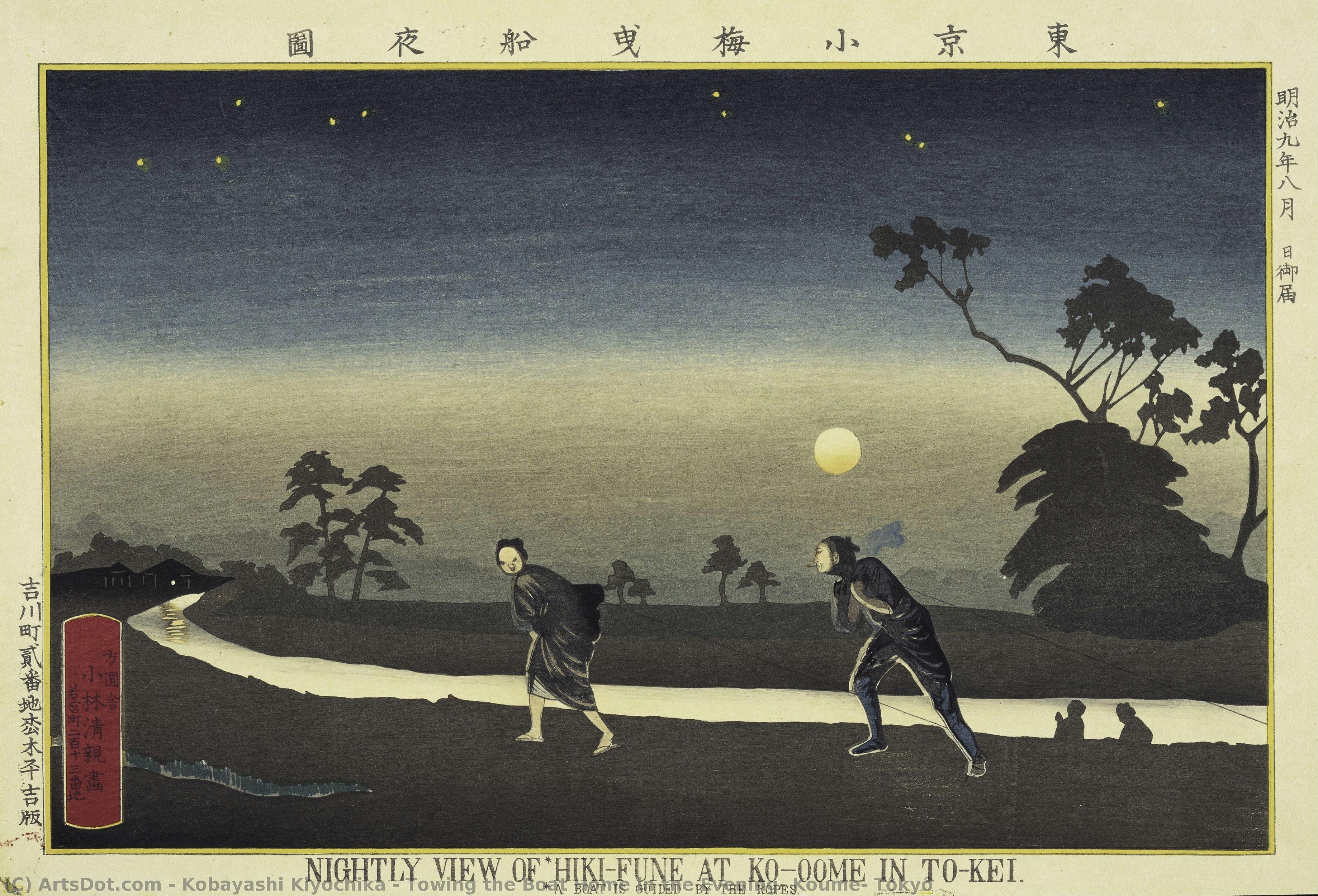 Towing The Boat Home In The Evening, Koume, Tôkyô — Kobayashi Kiyochika