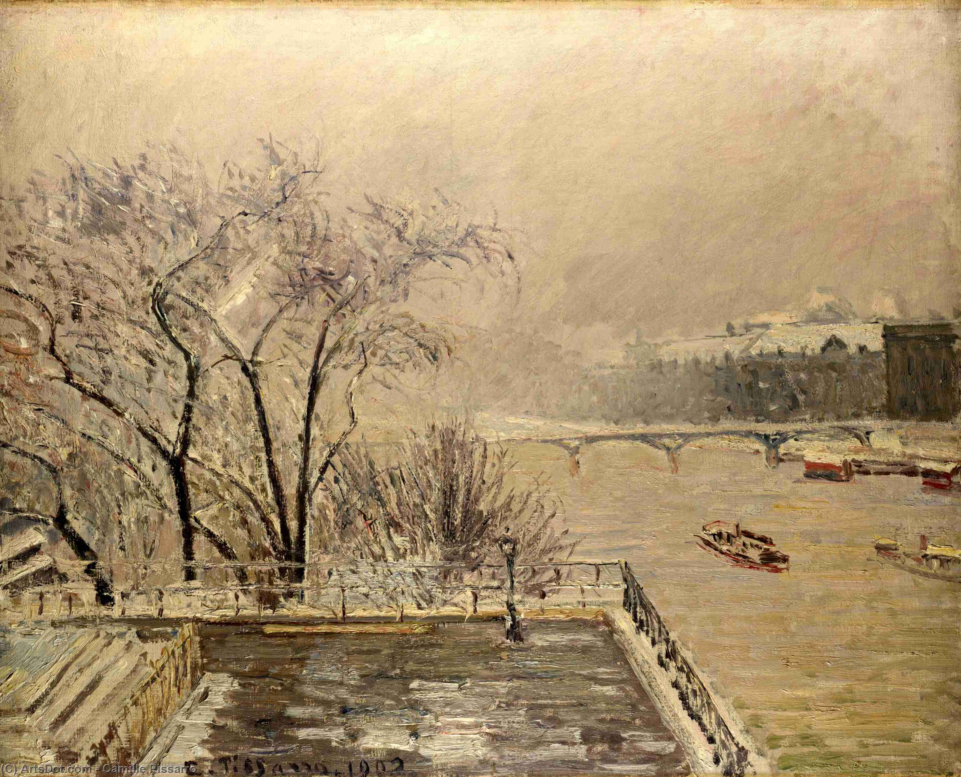 The Louvre Under Snow — Camille Pissarro
