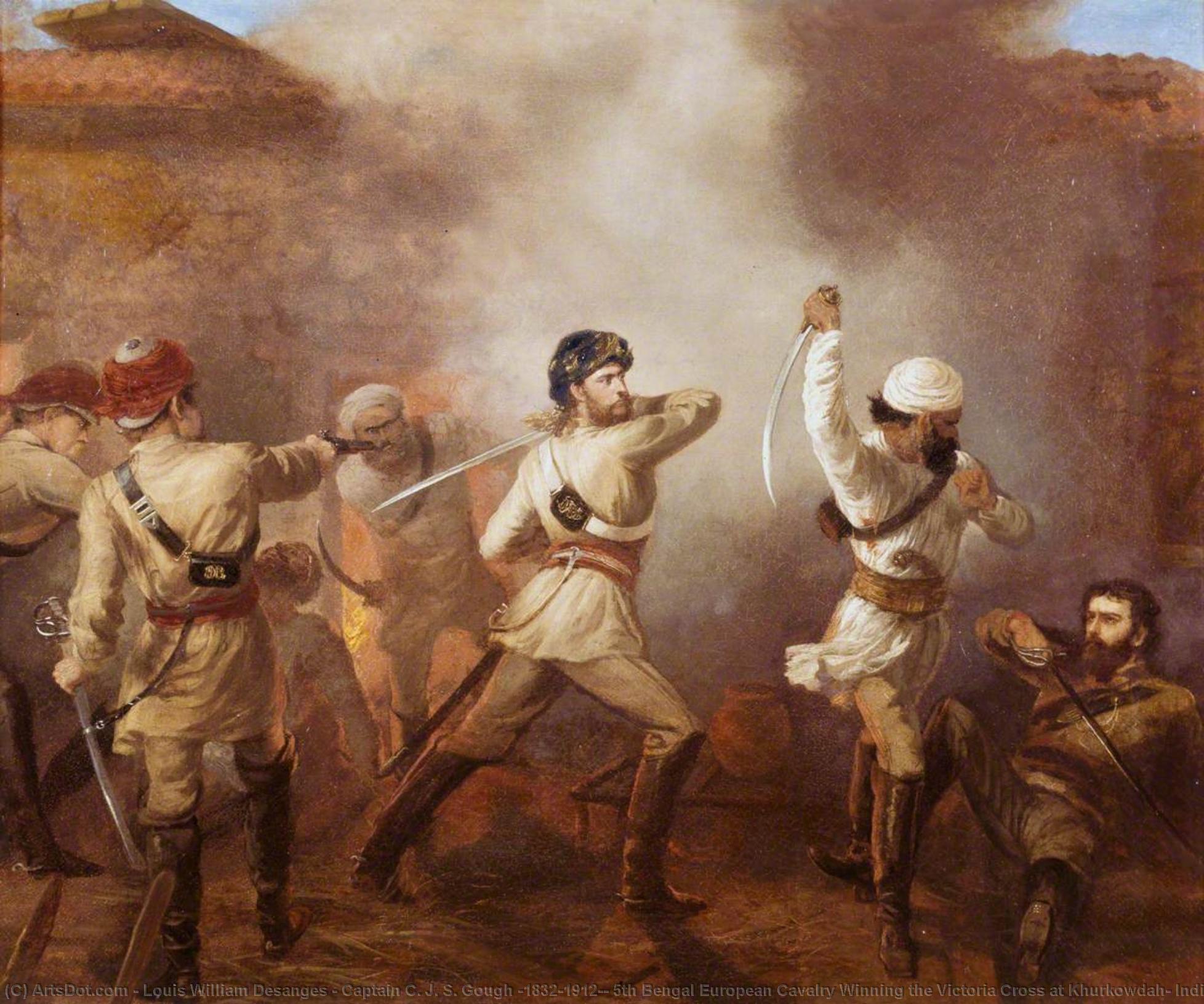 Captain C. J. S. Gough (1832–1912), 5th Bengal European Cavalry Winning The Victoria Cross At Khurkowdah, Indian Mutiny, 15 August 1857 — Chevalier Louis William Desanges