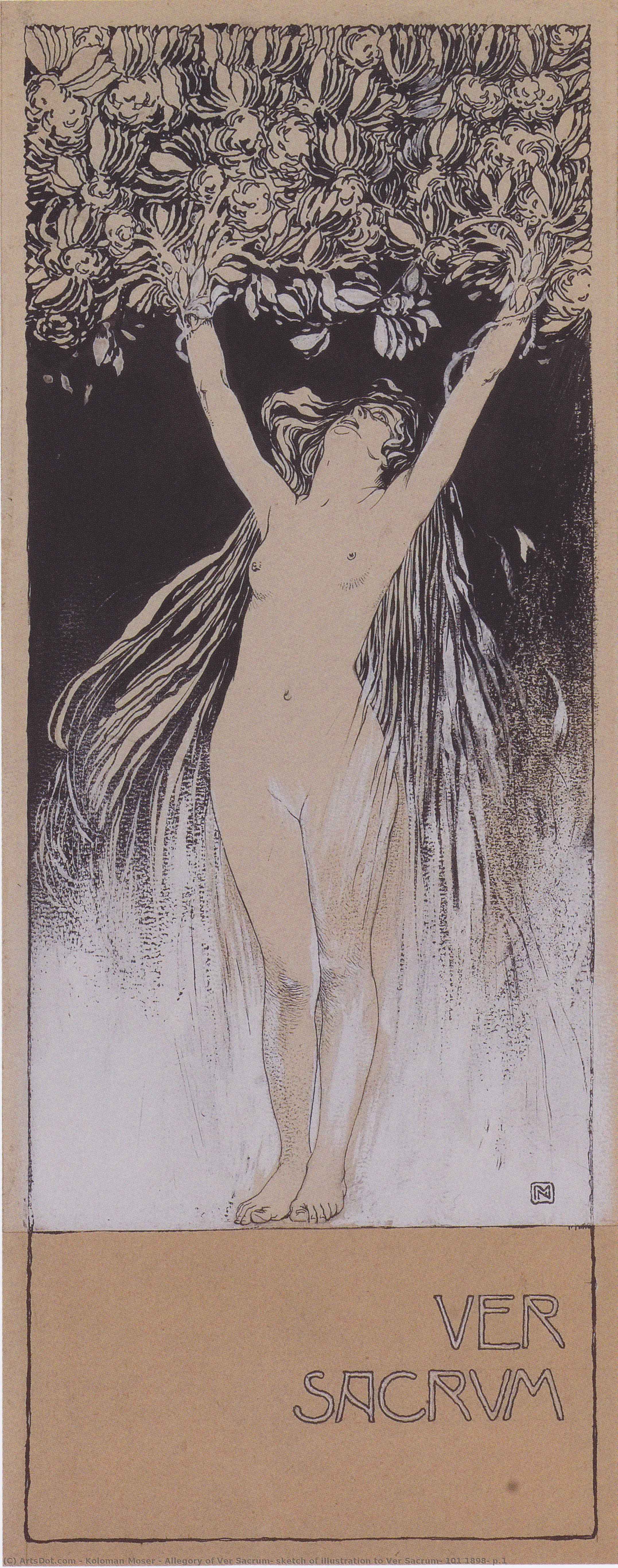 Allegory Of Ver Sacrum, Sketch Of Illustration To Ver Sacrum, 101 1898, P.1 — Koloman Moser