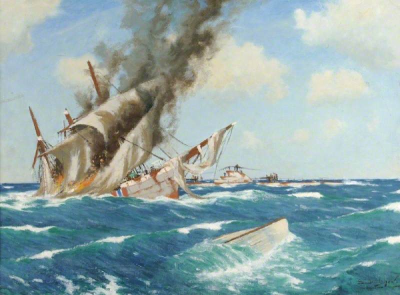 U Boat Sinking Barque By Gunfire — George Fagan Bradshaw