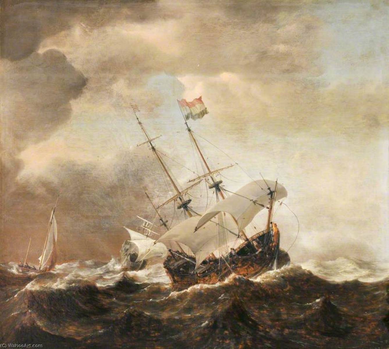 Shipping In A Rough Sea — Willem Van De Velde The Elder