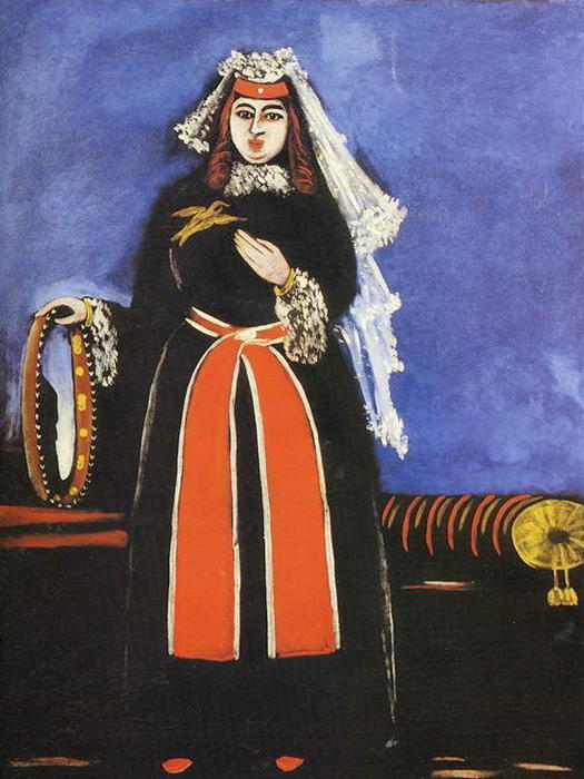 A Georgian Woman With Tamboreen — Niko Pirosmani