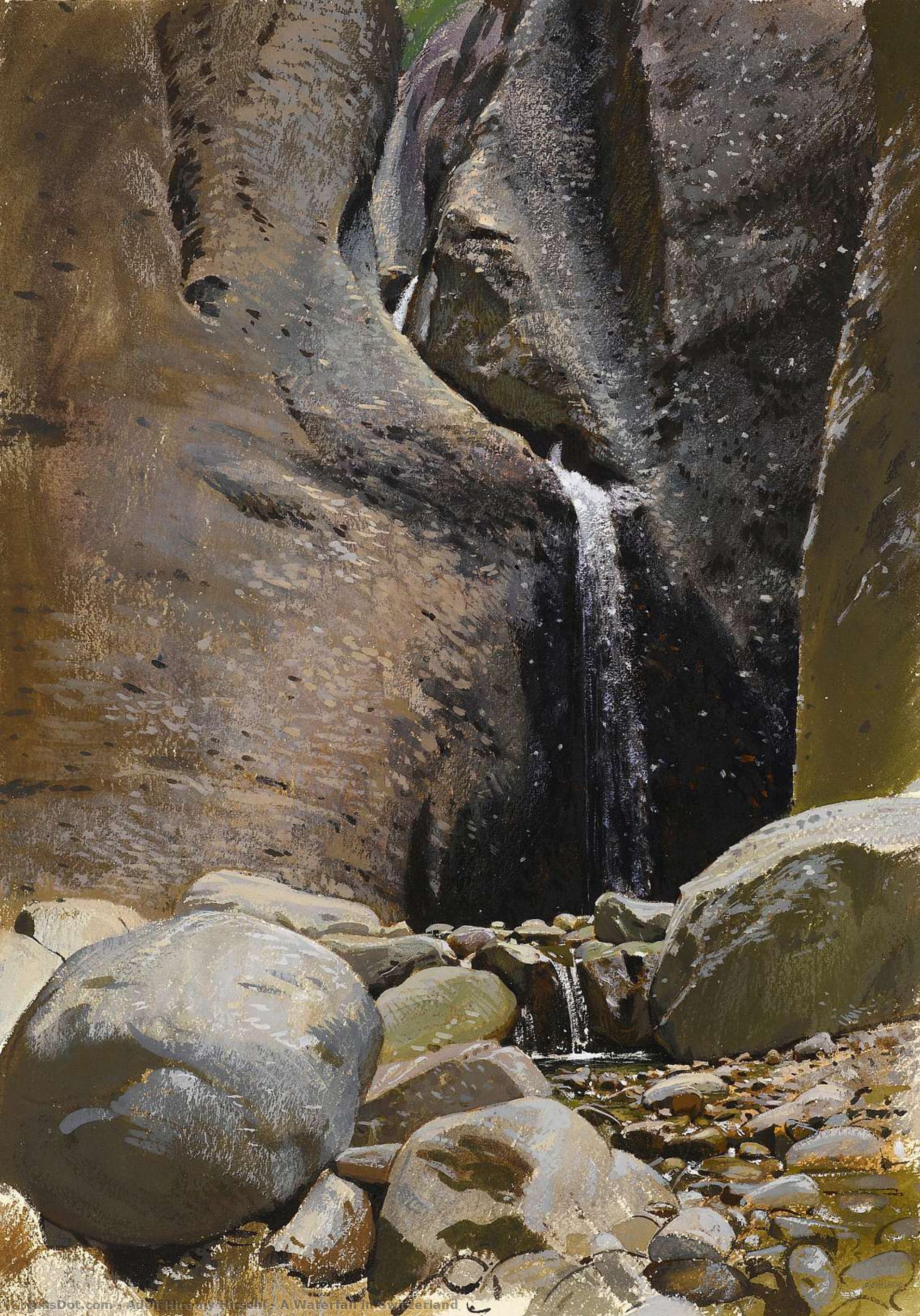 A Waterfall In Switzerland — Adolf Hiremy Hirschl