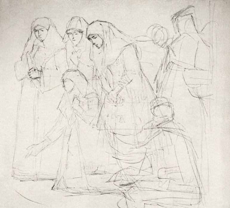 Female Figures, Wanderer, Whacky (study To ''boyarynya Morozova'') — Vasily Ivanovich Surikov